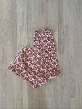 Zara marine straight Red and Cream Patterned Wide-Leg Pants